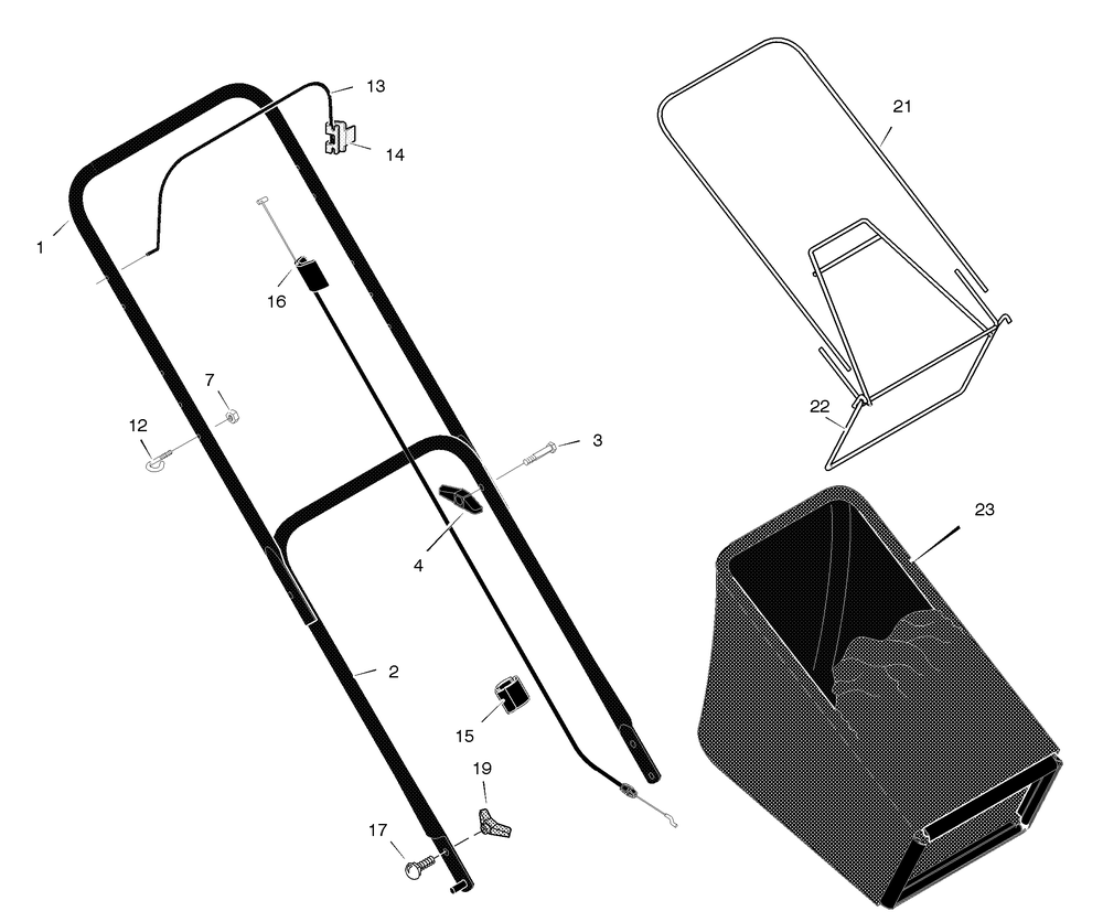 Handle Assembly Diagram and Parts List for 223310X24A 2003 Briggs and Stratton Lawn Mower